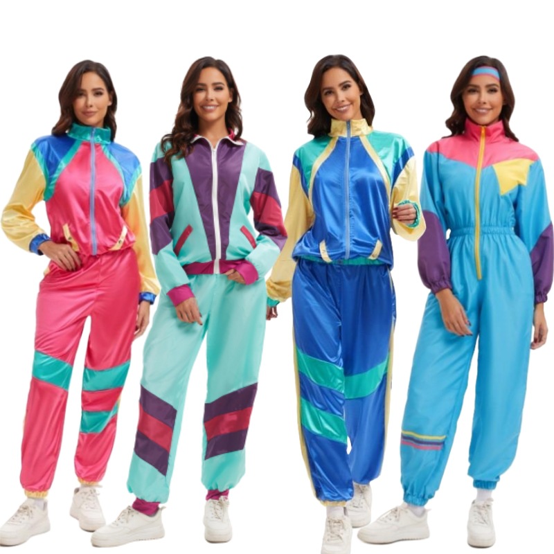 Fashion Show Ethnic Wear - 70年代レトロディスコハロウィンカップルコスチュームヒッピーダンスパーティーステージパフォーマンス衣装女性用エスニックウェアファッションショー