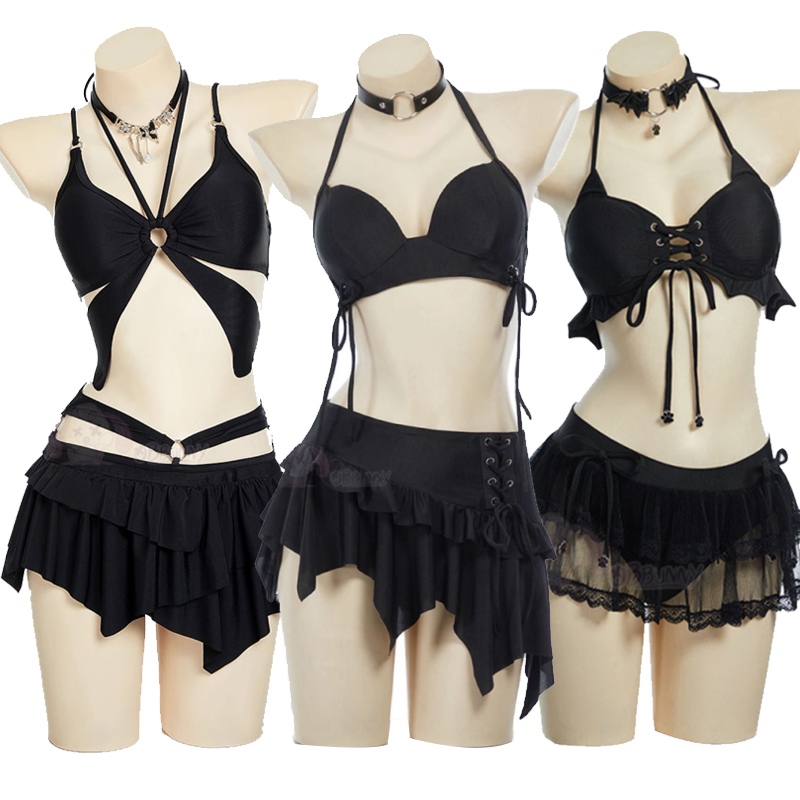 Ethnic Outfit - 9 スタイル女性のセクシーなツーピース水着ゴシック水着水着女性かわいいビキニスーツ夏セクシーな黒ビーチウェアハロウィン