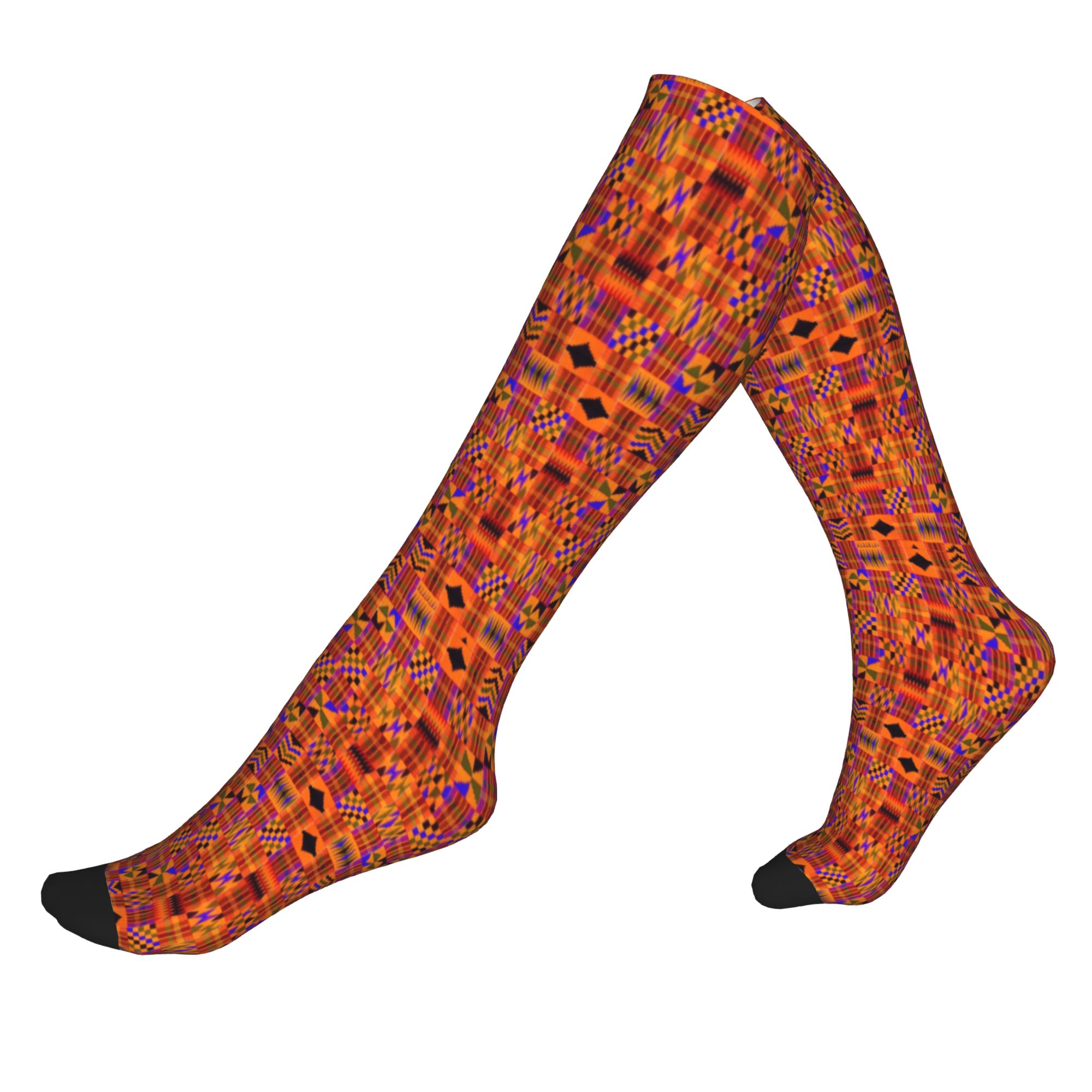 African Ankara Print - かわいいプリントエスニック部族アンカラアフリカジグザグソックス女性男性用伸縮性夏秋冬スポーツ圧縮ソックス