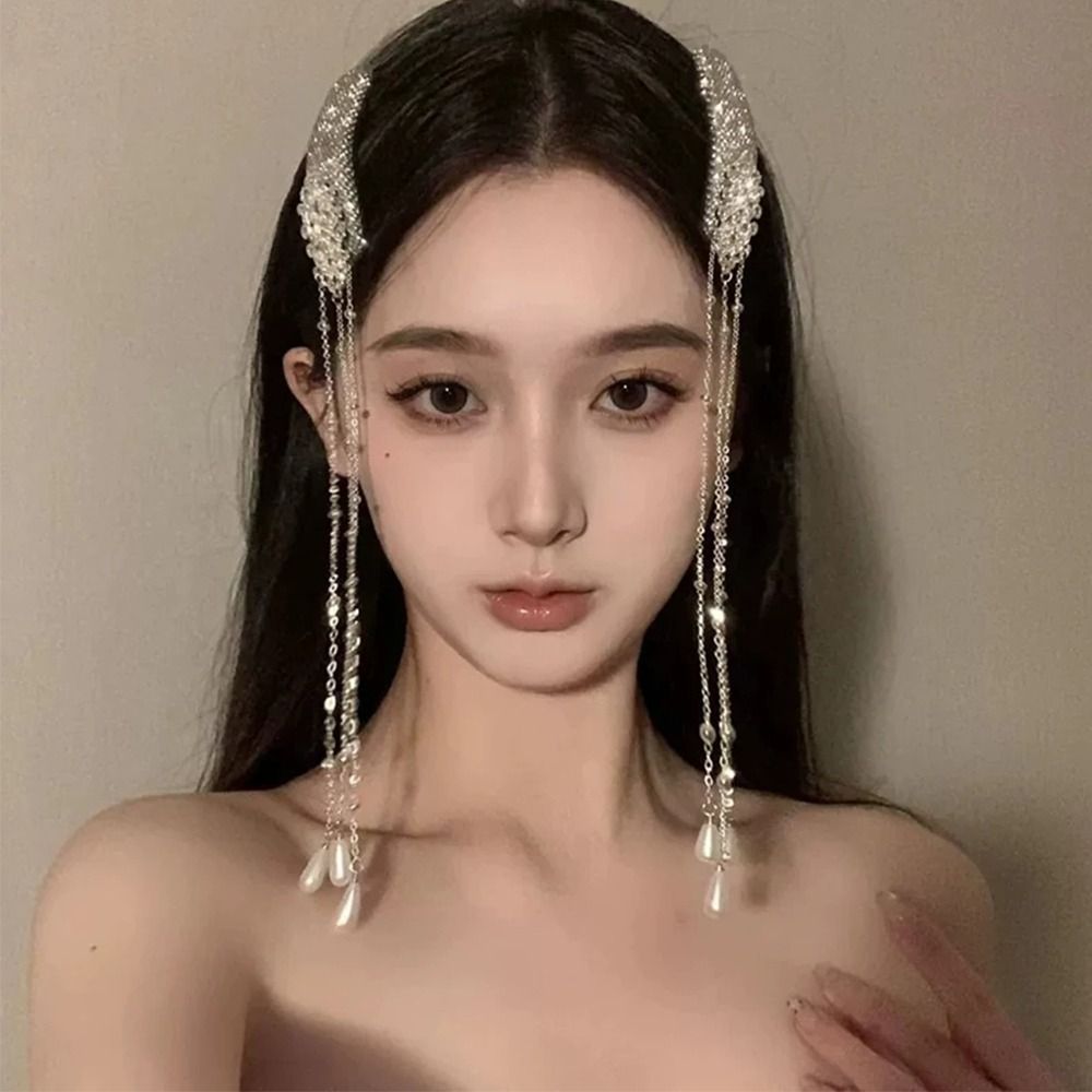 Ethnic Fashion Designer - 1個/1ペア レトロタッセルヘアクリップ ロングタッセル エスニックスタイル ラインストーンヘアピン ニッチユニークデザイン