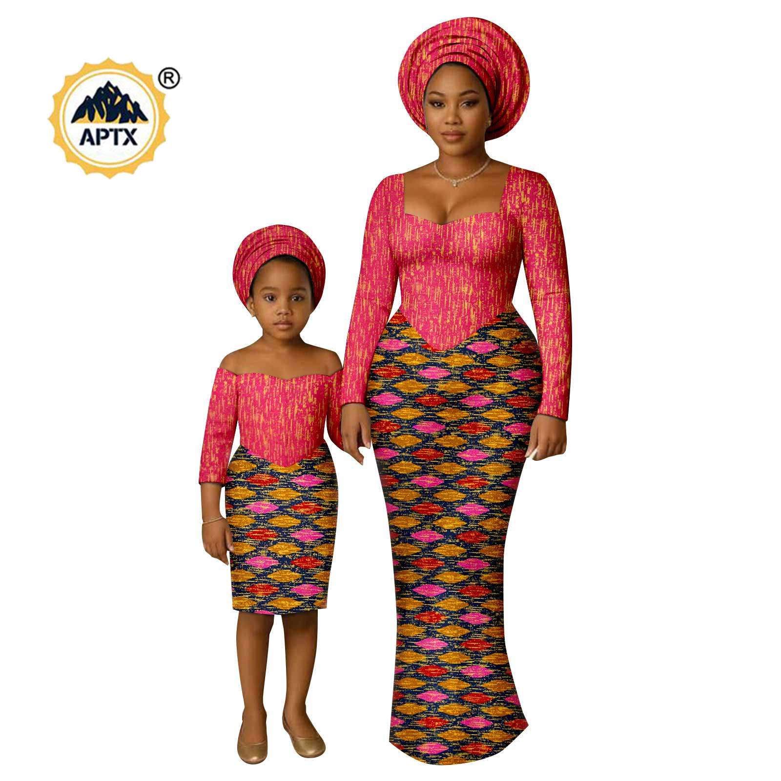 African Ankara Print - アフリカンプリントロングドレス女性用家族衣装ダシキカップル服ママと娘のドレスアンカラアウター25F029