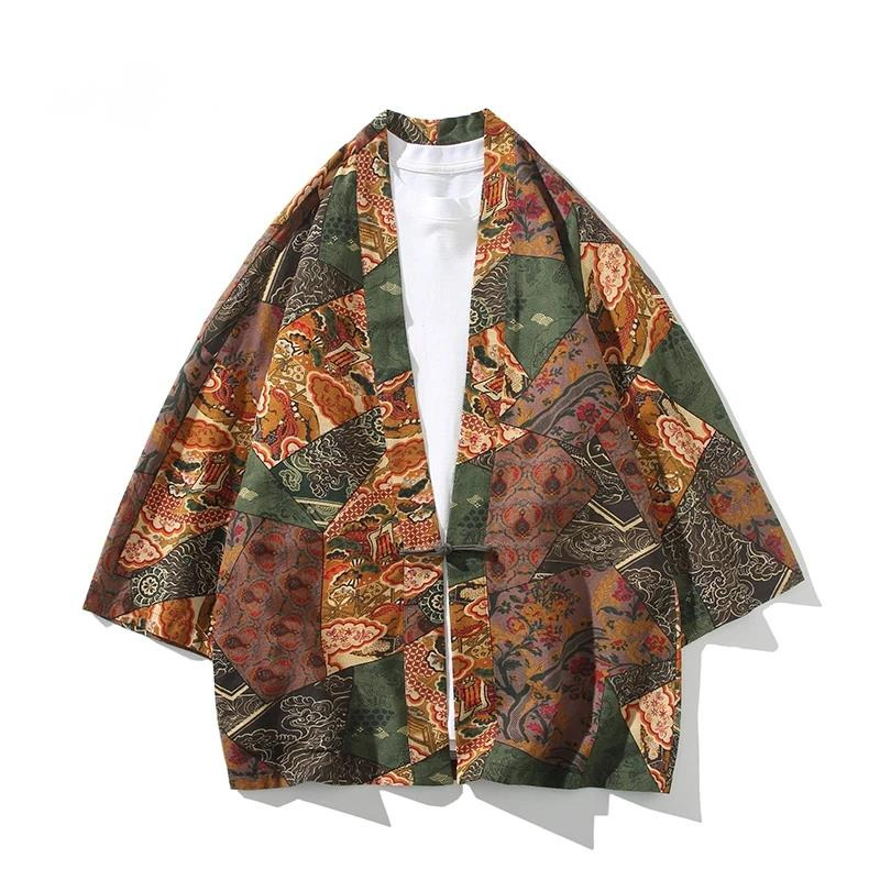 Ethnic Fashion For Men - エスニックスタイルプリント浴衣男性女性ファッションコットンリネンカーディガンブラウスアジア服原宿日本のコスプレ着物