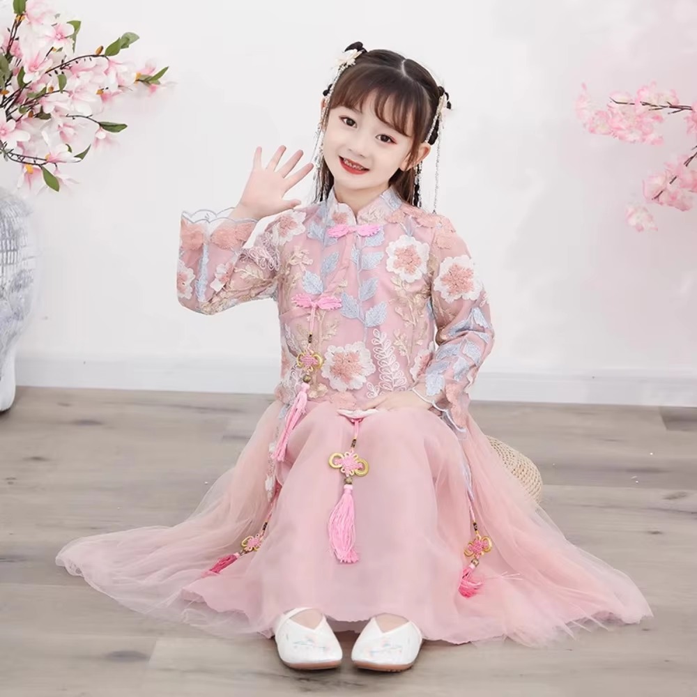 ハンフー-女の子のためのコスプレドレスセット,子供服,パーテ - Ethnic Wear For Kids Fashion Show のレビューと価格