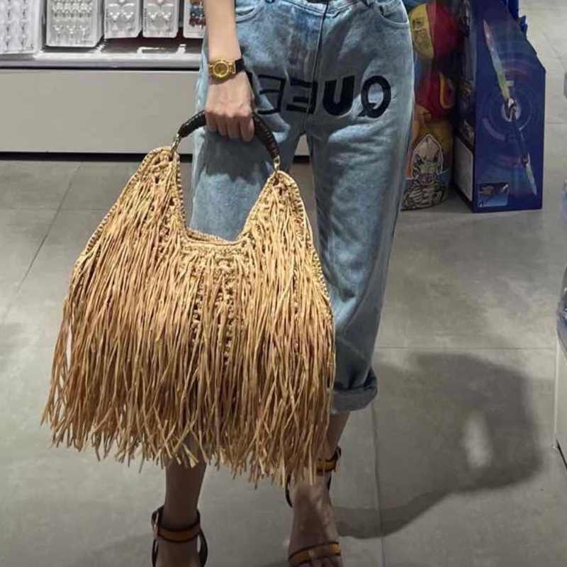 ボヘミアンフリンジストロートート、エレガントなショートハンド - Ethnic Fashion Designer のレビューと価格