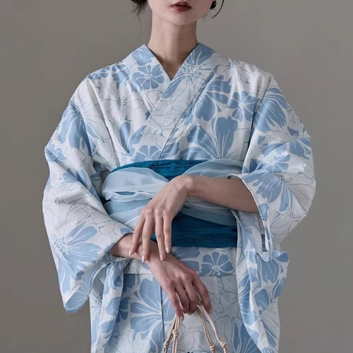 伝統的な浴衣着物綿麻素材ガールズドレス青空色バスローブエスニ - Ethnic Fashion Girls のレビューと価格