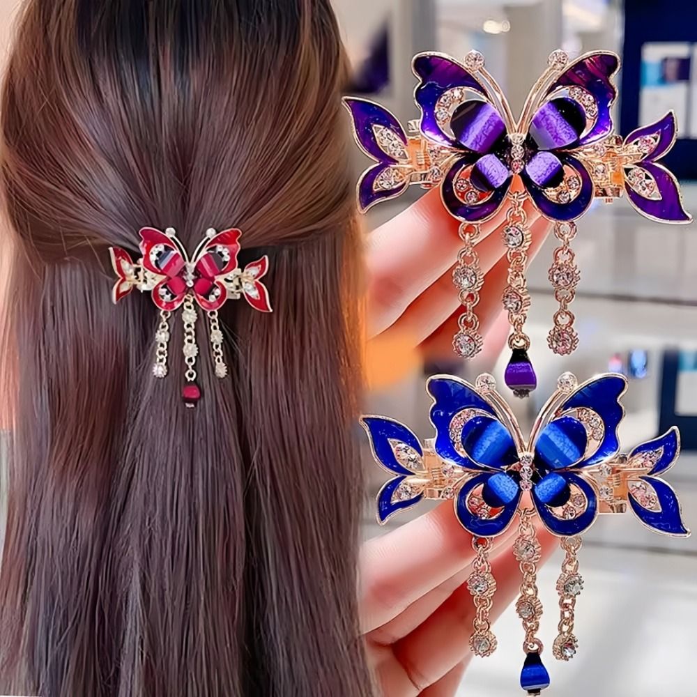 エレガントなデザインのラインストーン蝶ヘアピンタッセル装飾エ - Ethnic Fashion Designer のレビューと価格