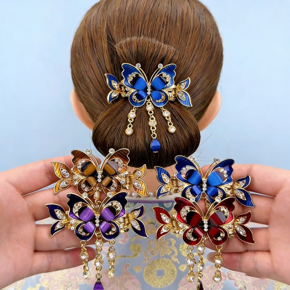 エレガントなデザインのラインストーン蝶ヘアピンタッセル装飾エ - Ethnic Fashion Designer のレビューと価格