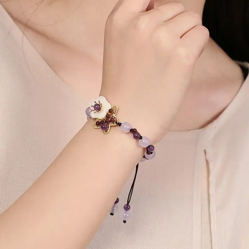 中国のクリスタル森ブレスレット森ガールパープルエスニックスタ - Ethnic Fashion For Ladies のレビューと価格