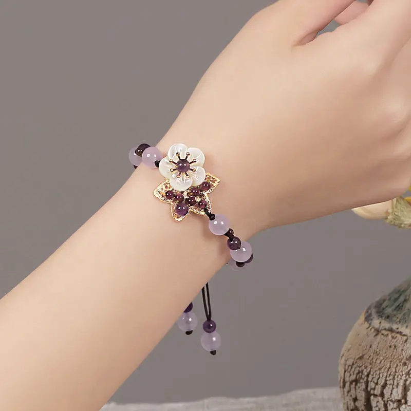 中国のクリスタル森ブレスレット森ガールパープルエスニックスタ - Ethnic Fashion For Ladies のレビューと価格