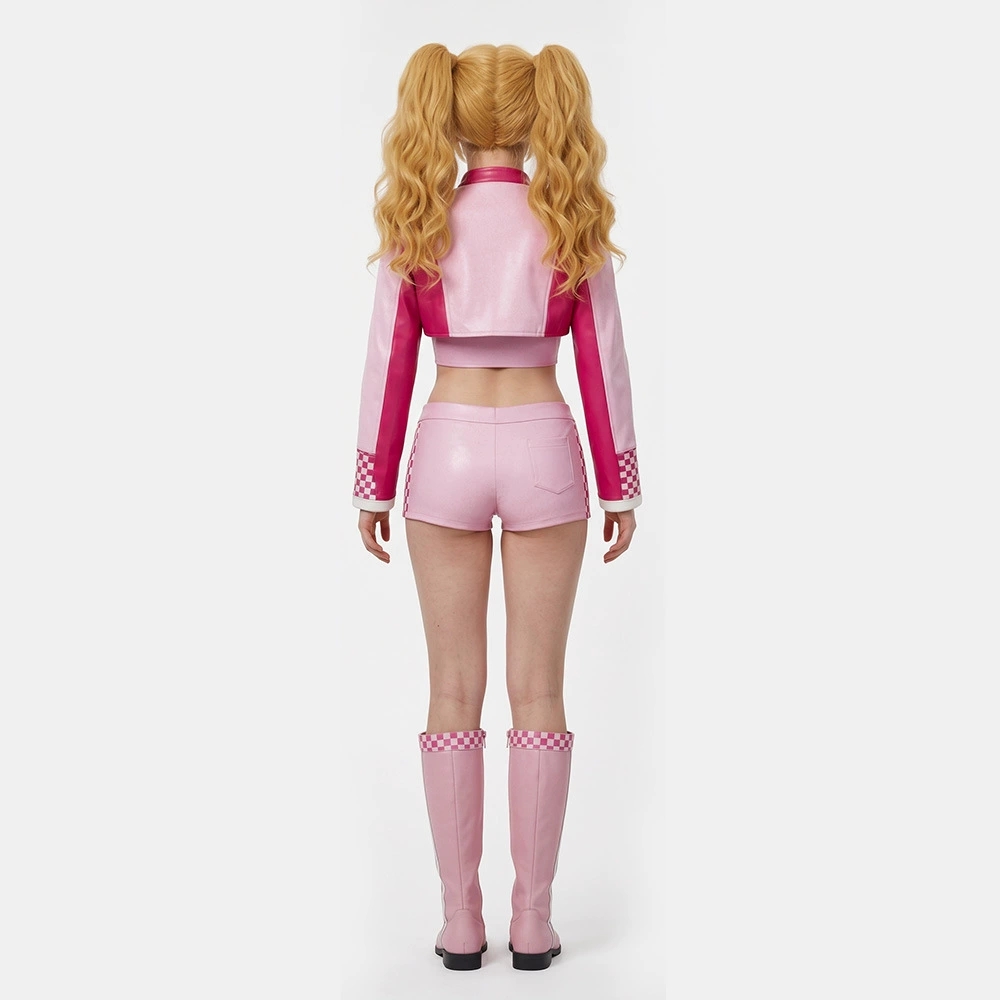 ゲームピーチ姫コスプレ衣装女性ピンクレザーレーシングスーツセ - Ethnic Outfit のレビューと価格