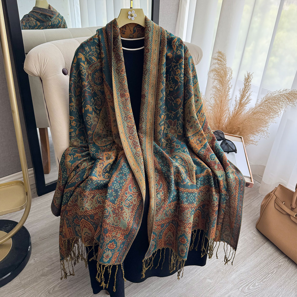 2025 タッセルブランケットデザイン エスニック風 厚手パ - Ethnic Fashion Designer のレビューと価格