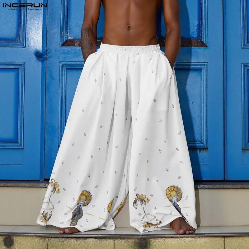 INCERUN 男性ワイドレッグパンツ印刷エスニックスタイル - Ethnic Fashion For Men のレビューと価格