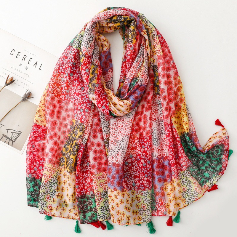 ファッションボヘミナエスニック花ビスコースショールラップ女性 - Ethnic Fashion For Ladies のレビューと価格