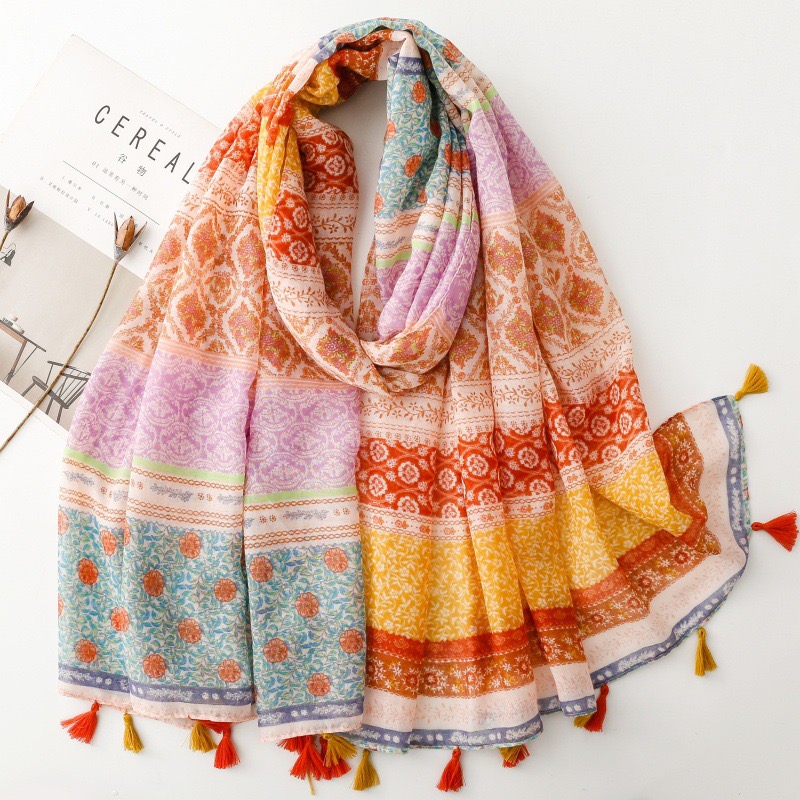 ファッションボヘミナエスニック花ビスコースショールラップ女性 - Ethnic Fashion For Ladies のレビューと価格