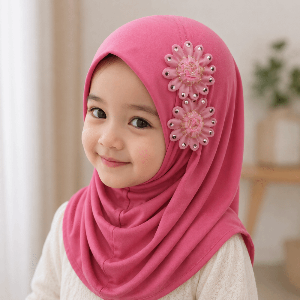 ギフトソリッドフラワー子供用ヒジャブエスニックスタイルパター - Ethnic Fashion Girls のレビューと価格