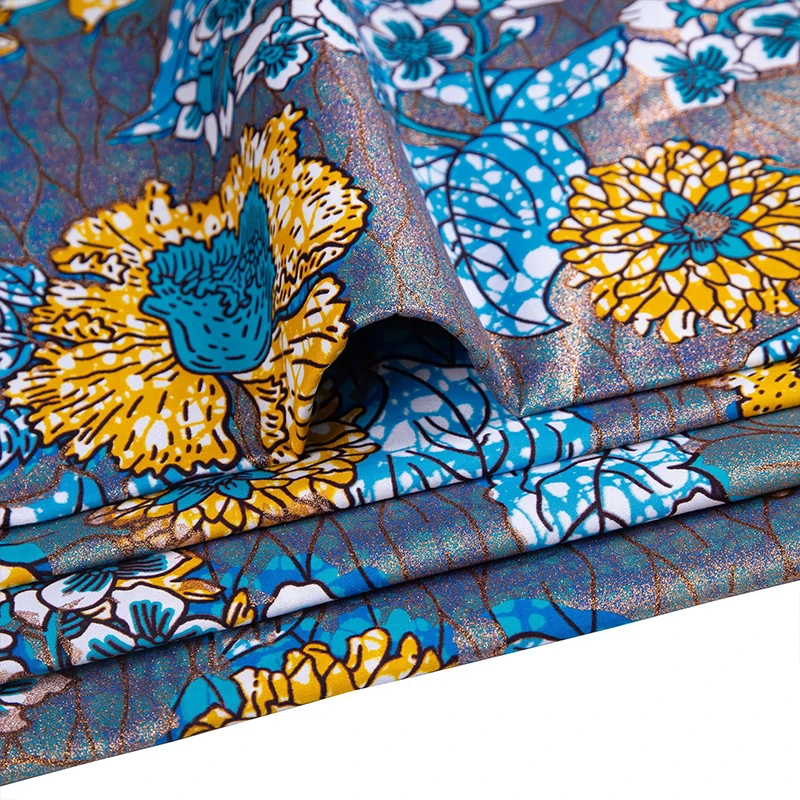 コットンアフリカンフラッシュゴールドプリントアンカラワックス - African Ankara Print のレビューと価格