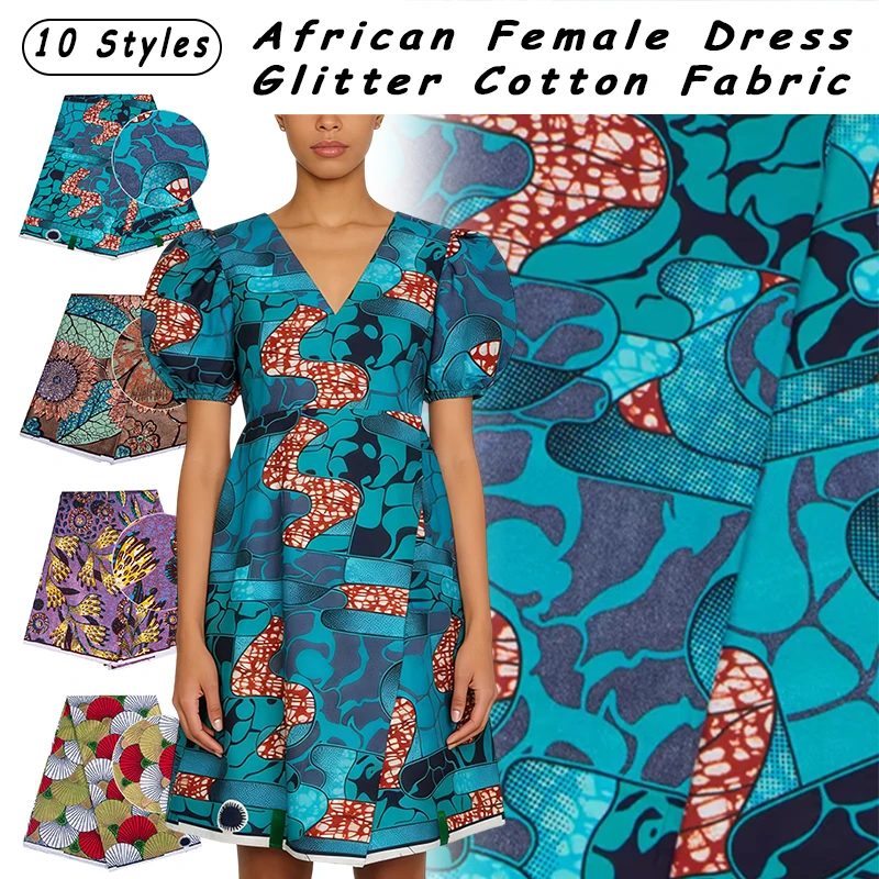 コットンアフリカンフラッシュゴールドプリントアンカラワックス - African Ankara Print のレビューと価格