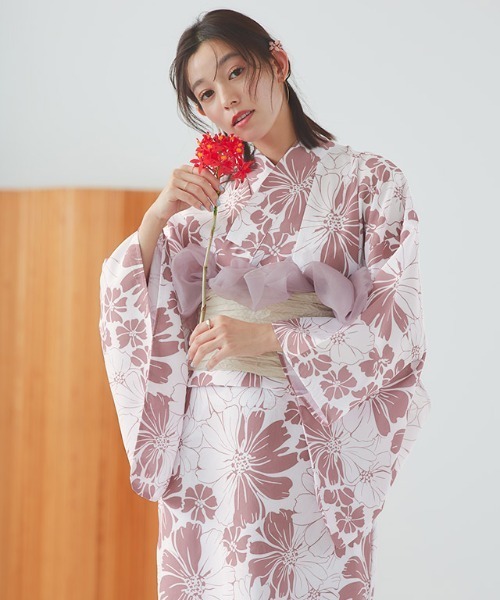 伝統的な浴衣着物綿麻素材ガールズドレスピンクひまわり夏のファ - Ethnic Fashion For Ladies のレビューと価格