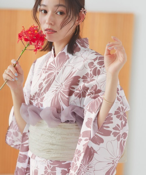 伝統的な浴衣着物綿麻素材ガールズドレスピンクひまわり夏のファ - Ethnic Fashion For Ladies のレビューと価格