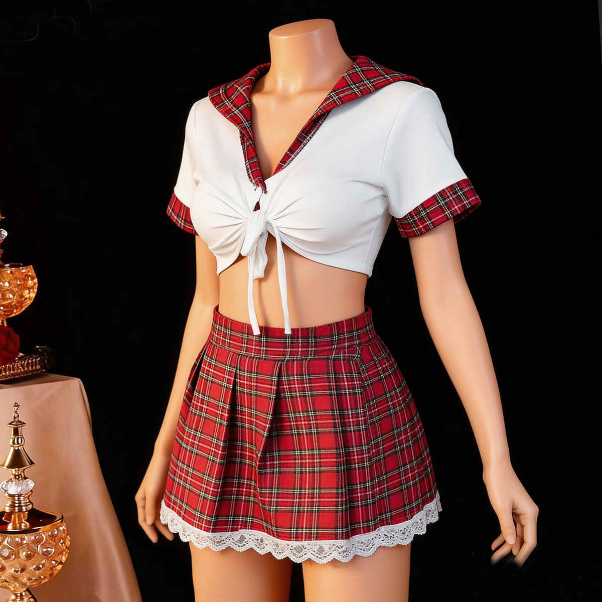 赤いセクシーなランジェリー女性ポルノ下着セクシーなドレス学生 - Ethnic Outfit のレビューと価格