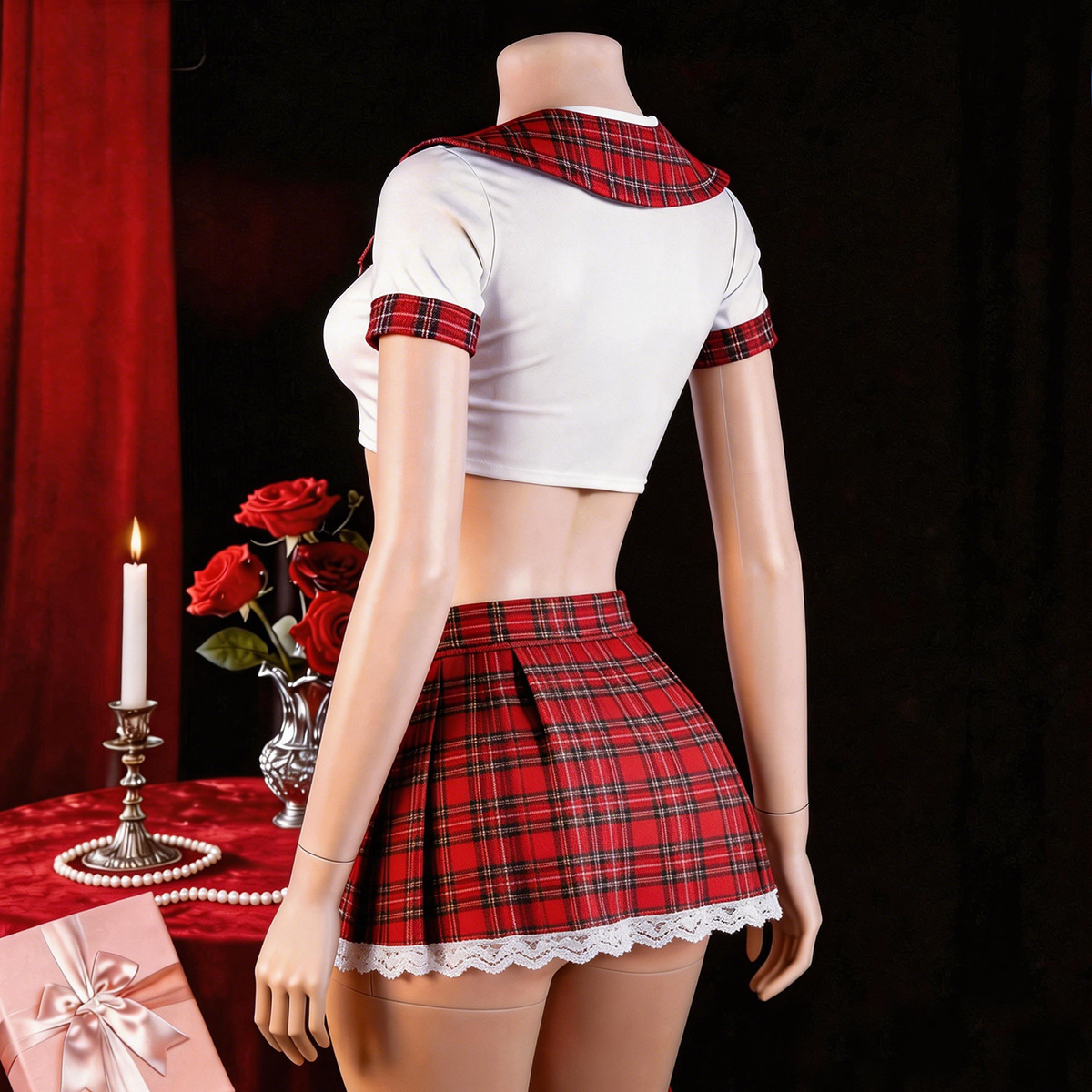 赤いセクシーなランジェリー女性ポルノ下着セクシーなドレス学生 - Ethnic Outfit のレビューと価格