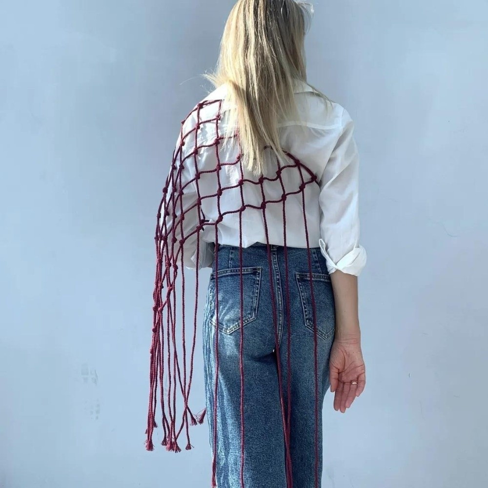 ボヘミアン風ネットフリンジスカーフショール装飾タッセルエスニ - Ethnic Fashion Designer のレビューと価格