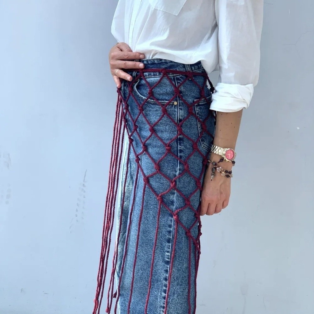 ボヘミアン風ネットフリンジスカーフショール装飾タッセルエスニ - Ethnic Fashion Designer のレビューと価格