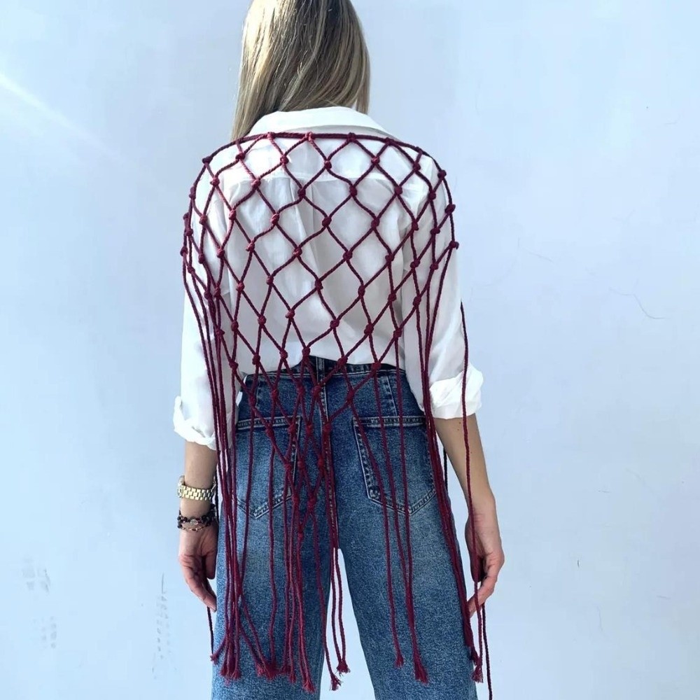 ボヘミアン風ネットフリンジスカーフショール装飾タッセルエスニ - Ethnic Fashion Designer のレビューと価格