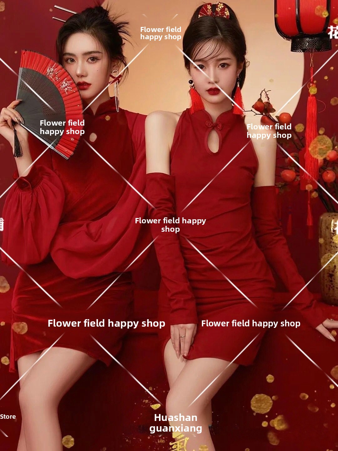 新年ヴィンテージ写真スタジオファッショナブルな親友ポートレー - Ethnic Fashion Girls のレビューと価格