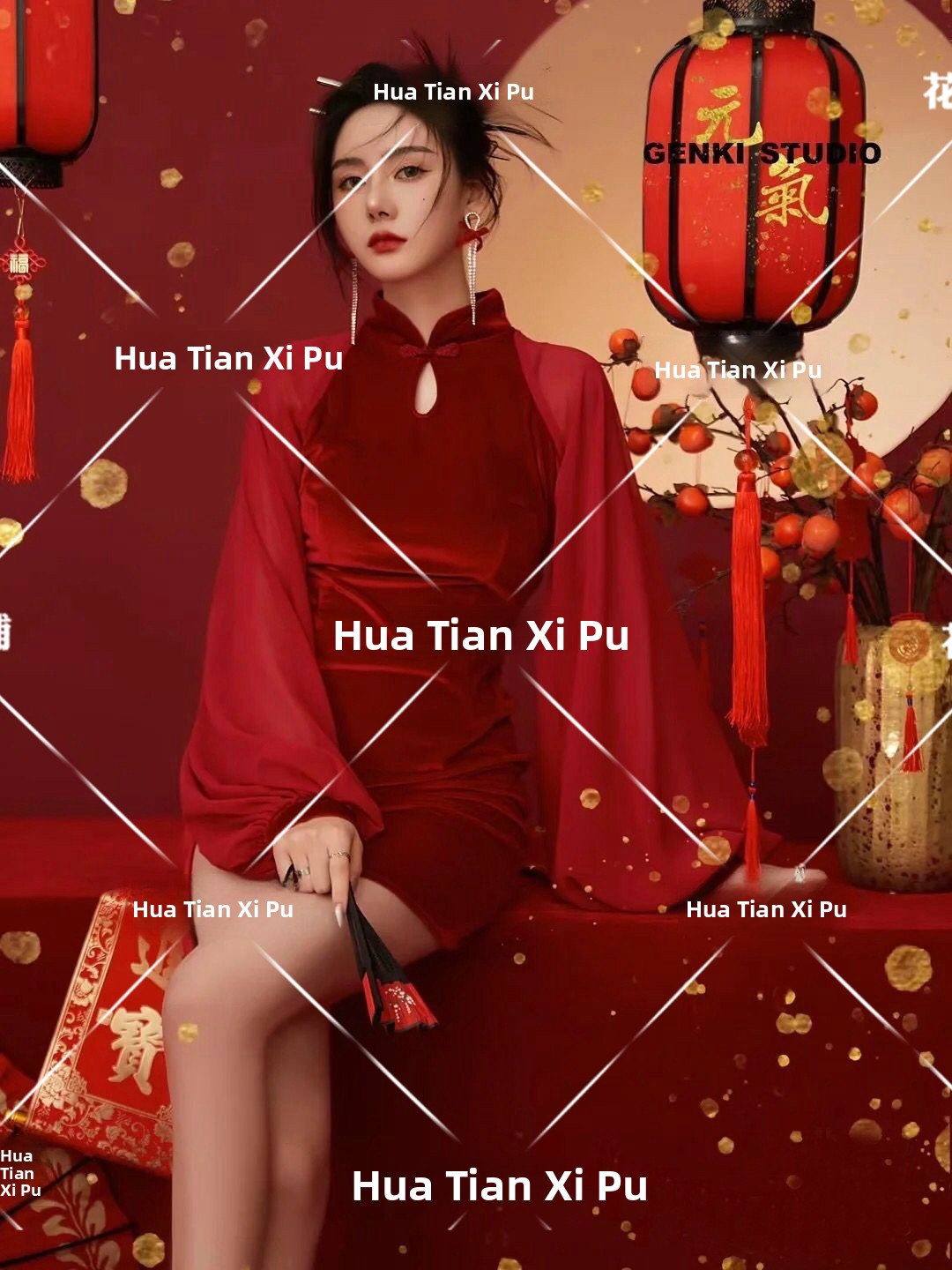 新年ヴィンテージ写真スタジオファッショナブルな親友ポートレー - Ethnic Fashion Girls のレビューと価格
